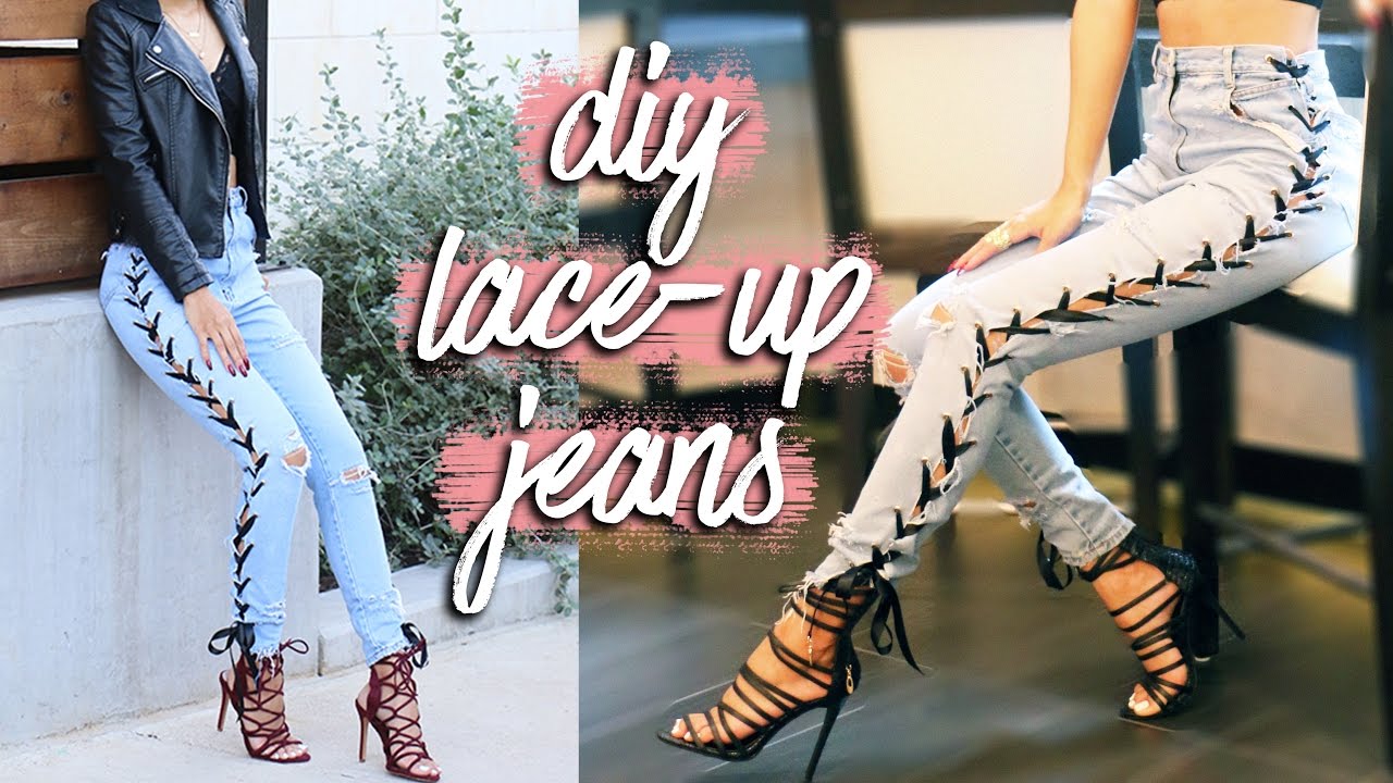 DIY | Distressed Jeans + Lace Up Sides | Thrift Revamp