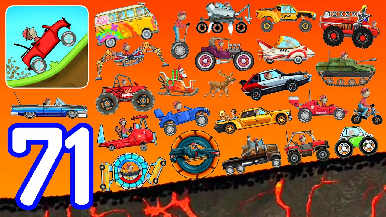 Hill Climb Racing-(Gameplay 71)-Todos Los Autos En Volcán