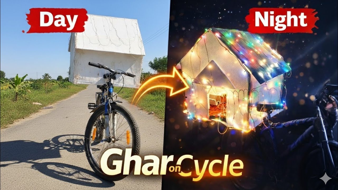  Cycle Par Chalta-Phirta Ghar!🚲🏠 #UP09X #experiment #viral 
