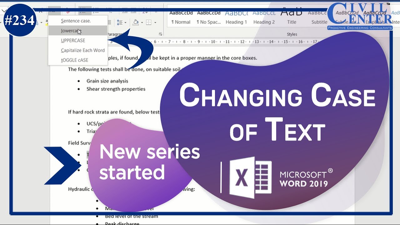 MS Word: 1. Changing Case of Text using Change case option(Uppercase, Lowercase, Title case etc)
