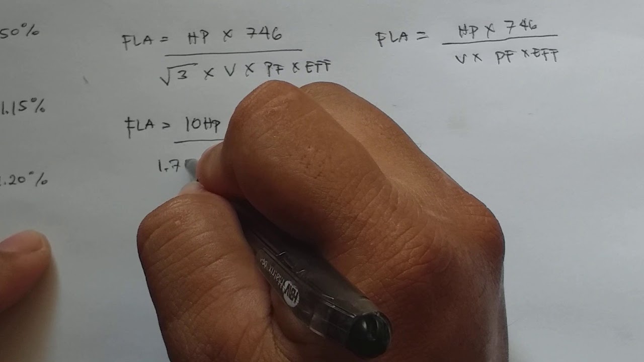 How to compute FLA of motor and calculate FEEDER/CB/RELAY/TOR