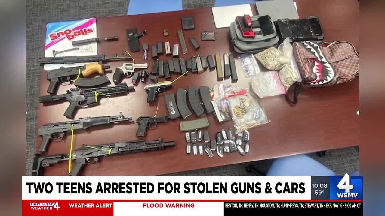 Two teens arrested for stolen guns and cars