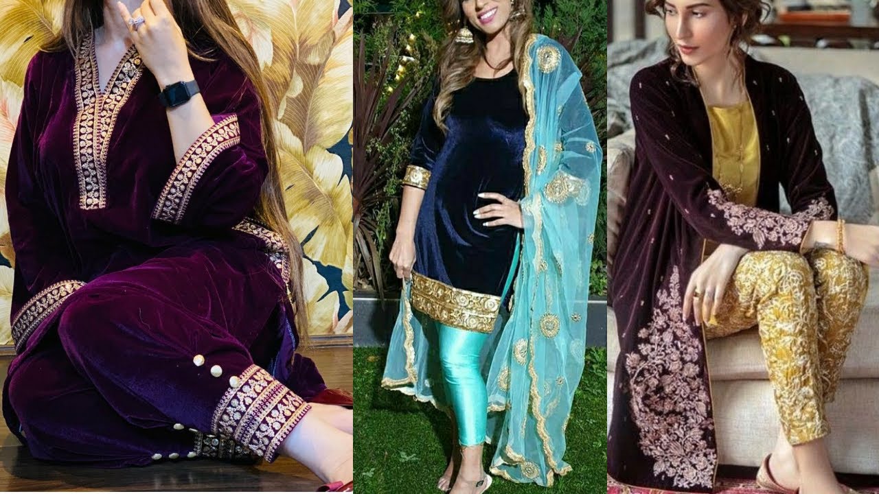Latest New Velvet Dress designs 2020-21 | Velvet fabric kurti/Suits designs |#velvetsuits#FashionEra