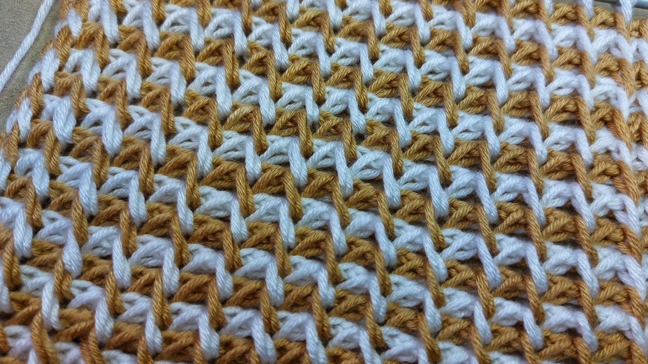 Wonderful 💯 👌 Tunisian Stitch Two Colors Very Easy for Beginners #pattern #tunisiancrochet