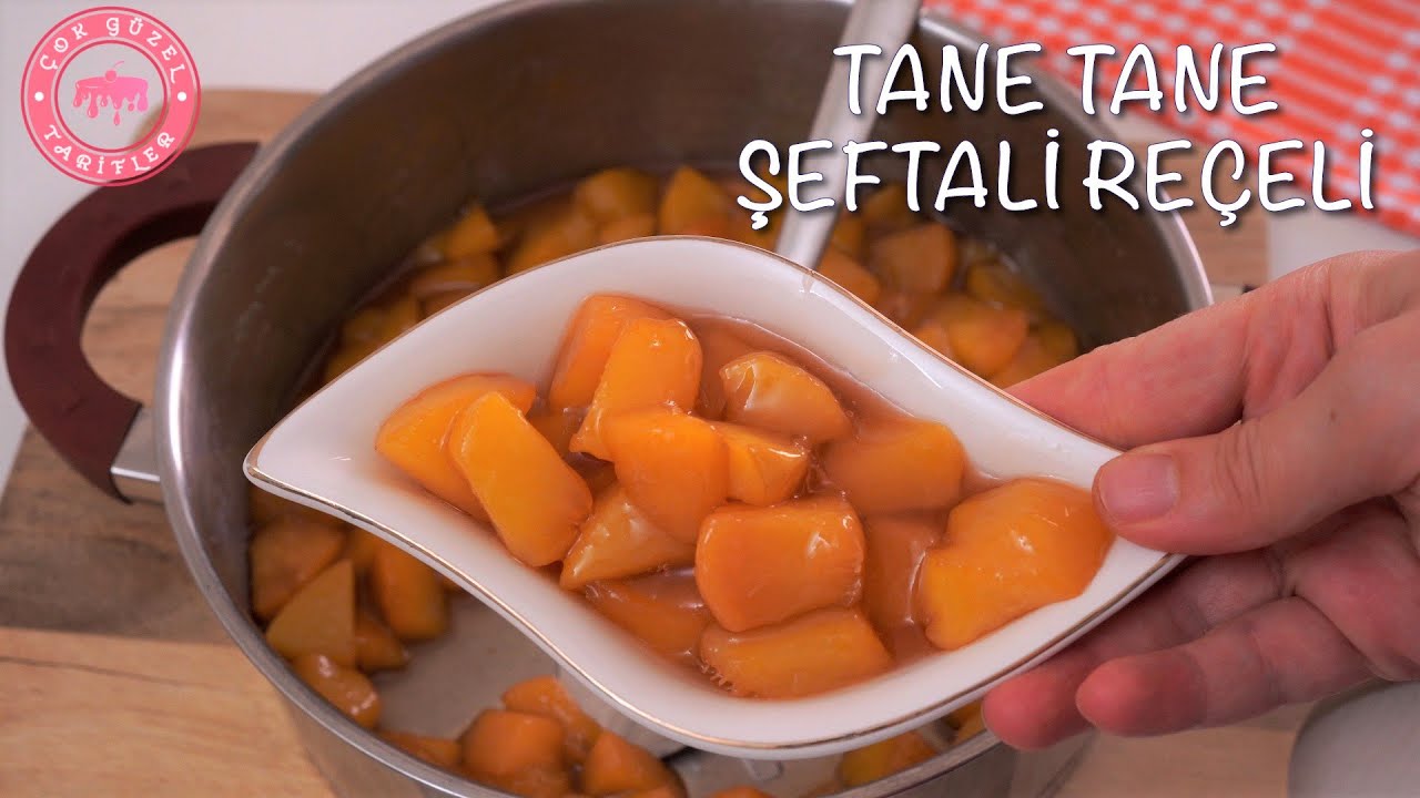 Kışlık Şeftali Reçeli Nasıl Yapılır 🍑 Bekletmeden! Az Şekerli Tane Tane Şeftali Reçeli Tarifi