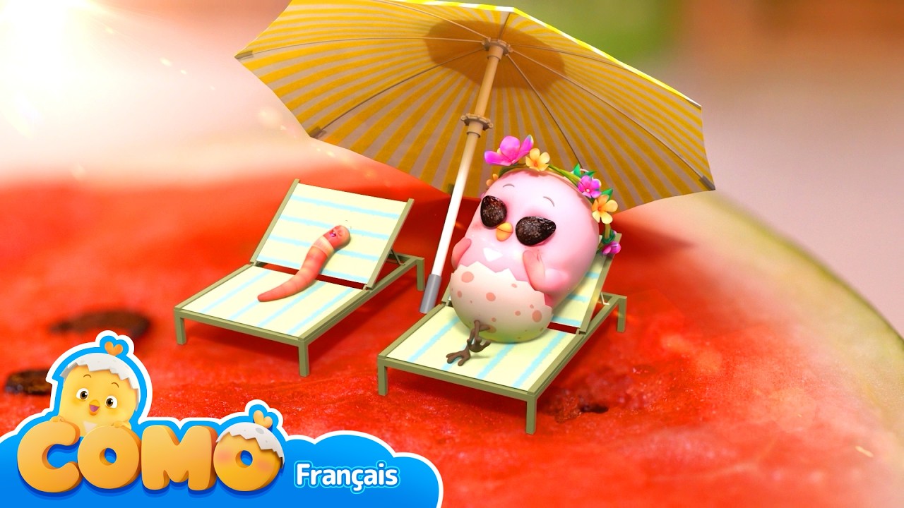 Nageons dans la piscine pastèque ! Observons la pastèque | Observation d’objets | Como est curieux