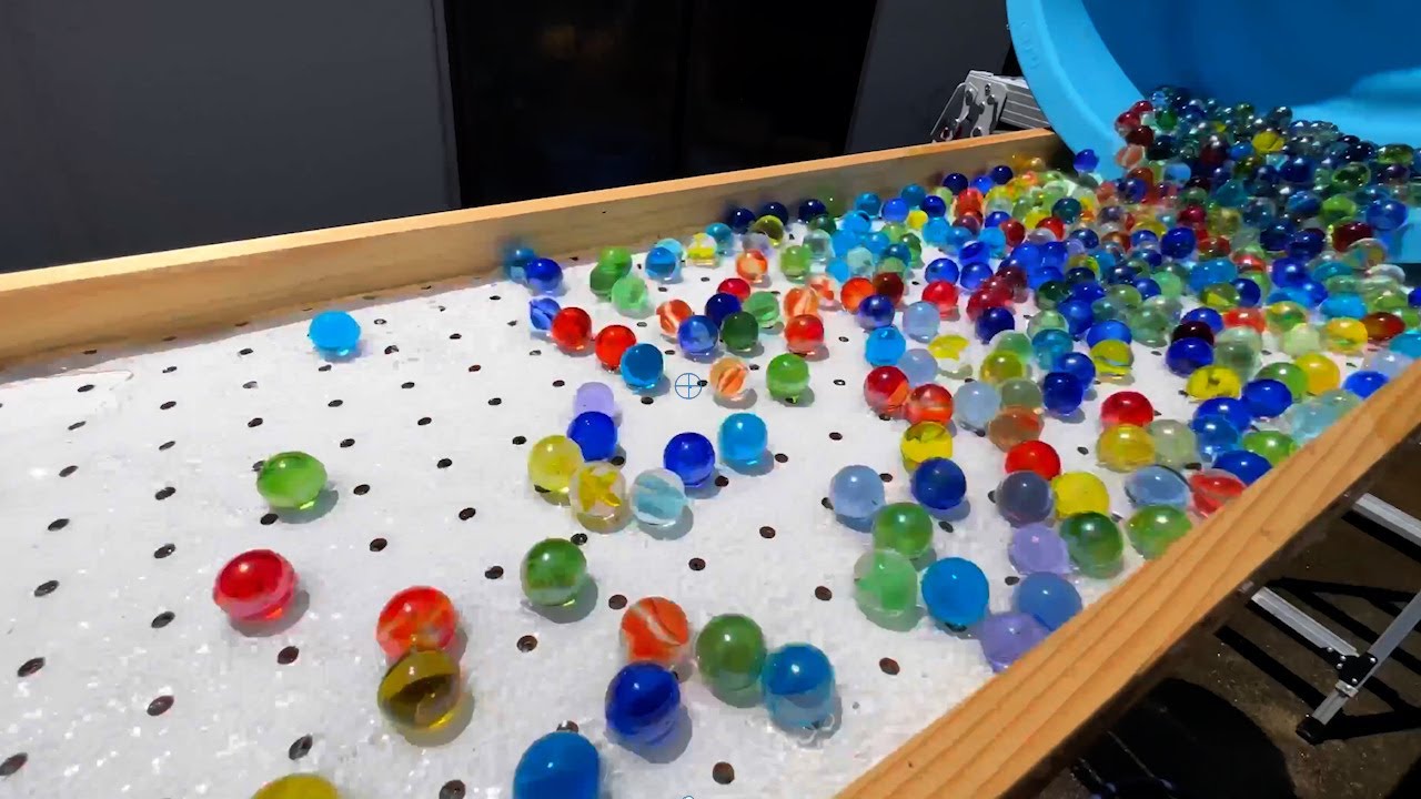 Marbles lined up and rolled ☆ Handmade wooden marble run ASMR #27