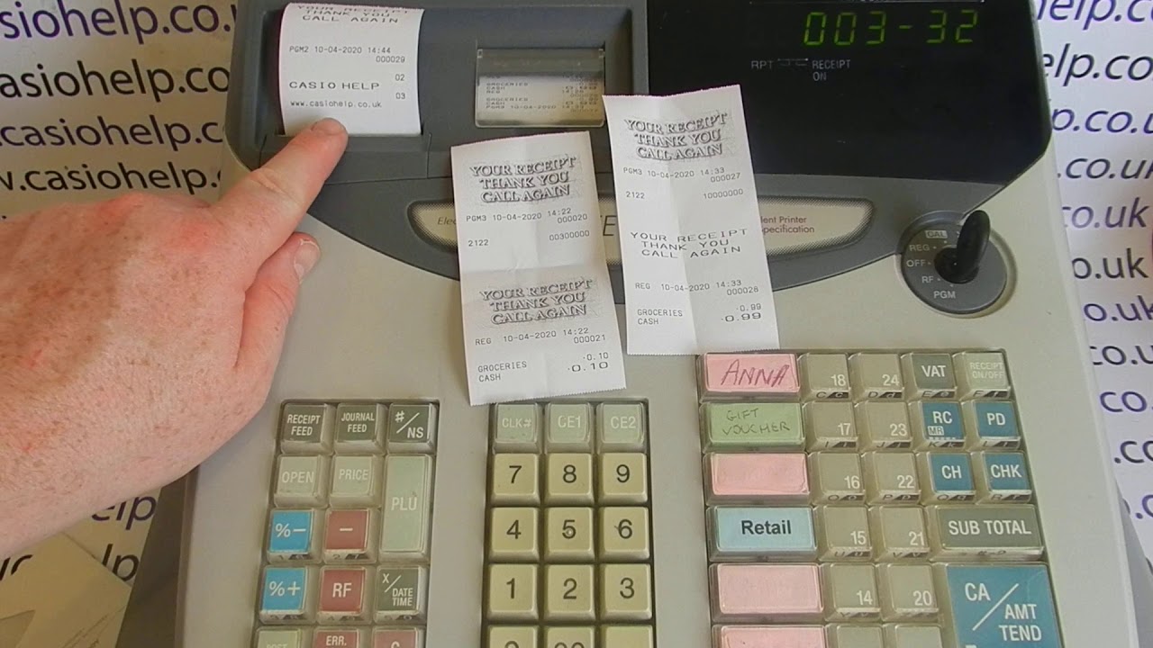 Programming Shop Name On Till Receipt Casio TE-100 / TE-2000 / PCR-T100 / PCR-T2000