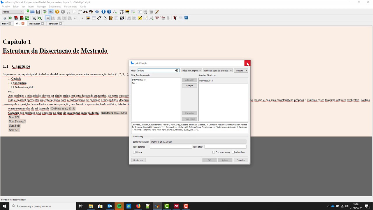 Como utilizar o Mendeley com o Lyx