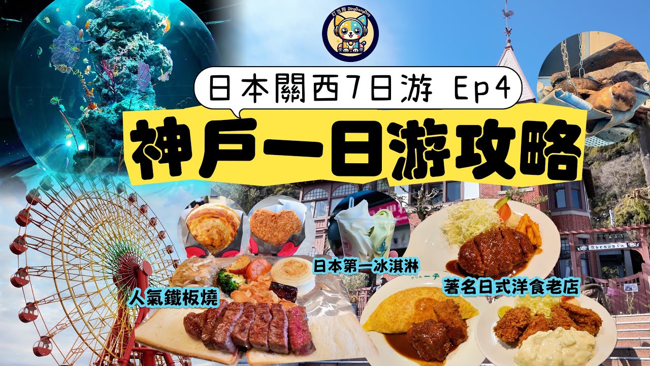 【日本】關西7日游Ep4|神戶一日游攻略|鐵板燒味覺視覺雙享受|生田神社戀愛水簽|北野異人館街異國風情|日本第一冰淇淋&和牛小吃|Atoa水族館燈光超美|摩天輪俯瞰神戶港|洋食店老店蛋包飯&炸菲力牛排