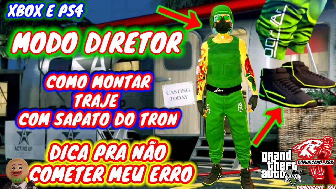 GTA V online: Modo diretor dicas como  fazer traje modded com sapato do tron full costume