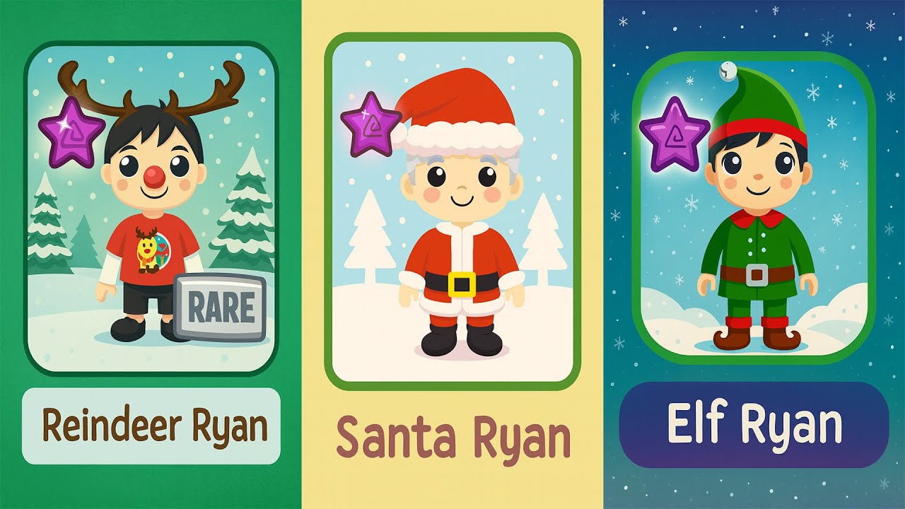 Tag with Ryan Christmas Characters: Reindeer Ryan, EFL & Santa (android, ios) gameplay All Charac...