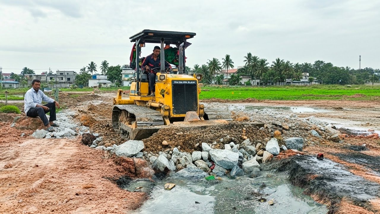 Incredible Transformation! Komatsu Dozer Builds Road by Filling Canal