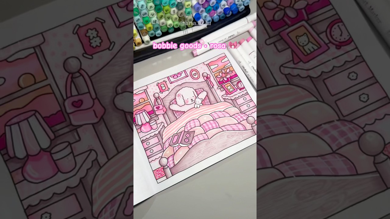 bora pintar bobbie goods com uma &uacute;nica cor? 🌸🎀🦩#bobbiegoods #coloring #pintura #marcadores #art