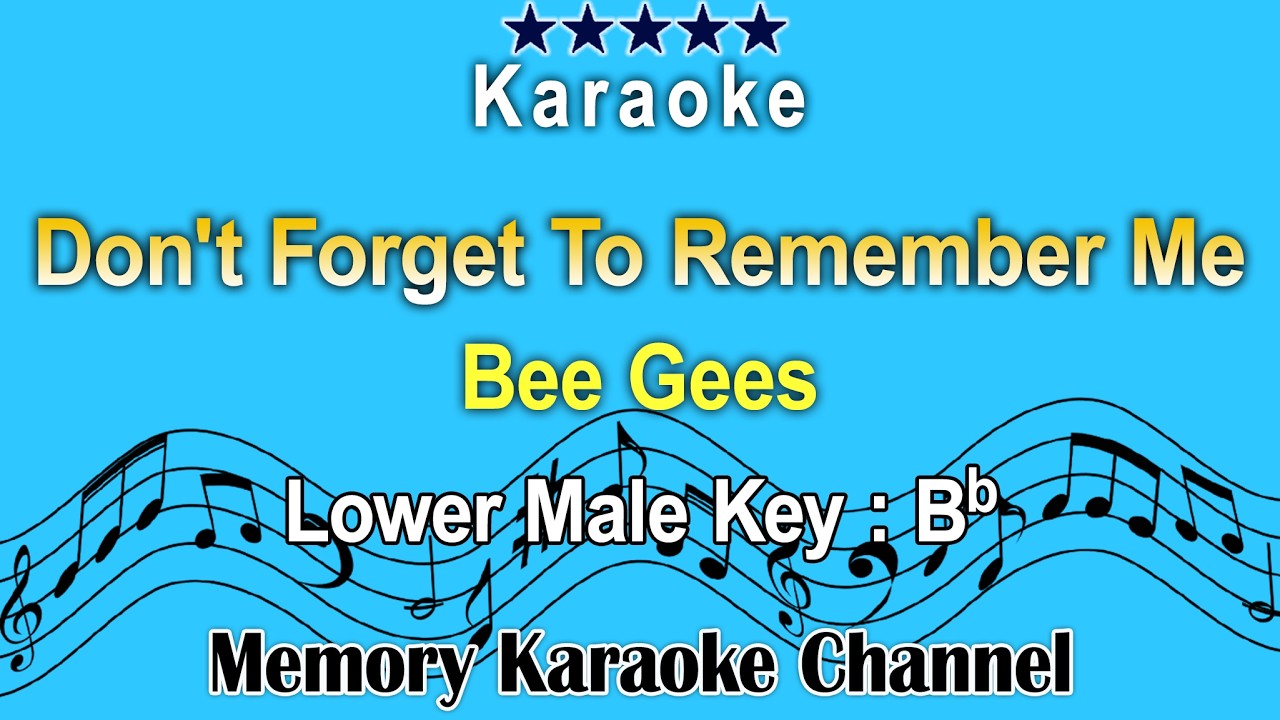 Don't Forget To Remember Me (Karaoke) Bee Gees - Low Male Tone Key Bb