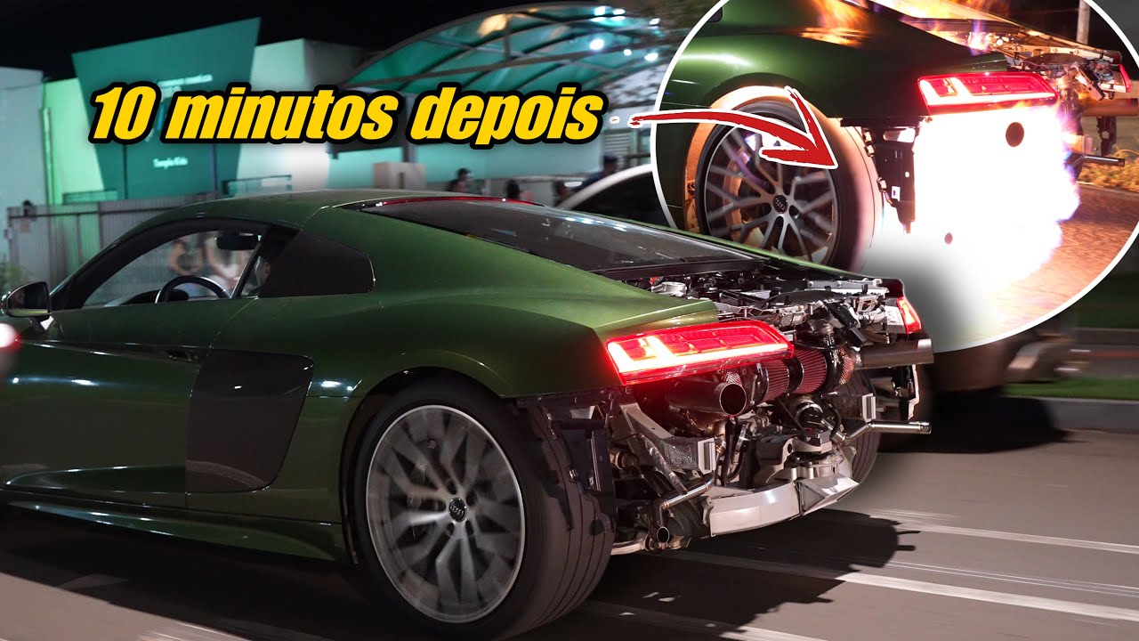 PRIMEIRO E ULTIMO ROLE DO R8 V10 BITURBO 😭 10 MIN DEPOIS ELE PEGOU FOGO 🔥