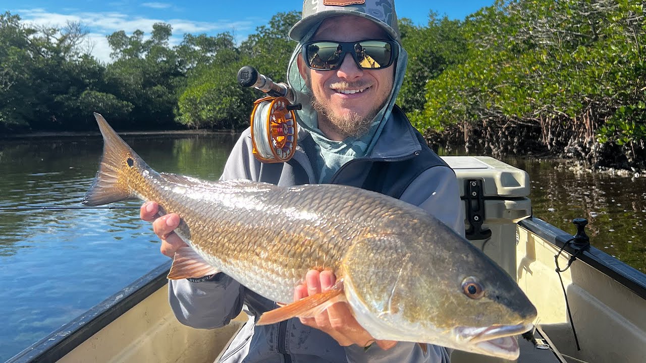 INSANE DAY POLLING INCHES FOR BIG TAILING REDFISH ON FLY (PINE ISLAND)