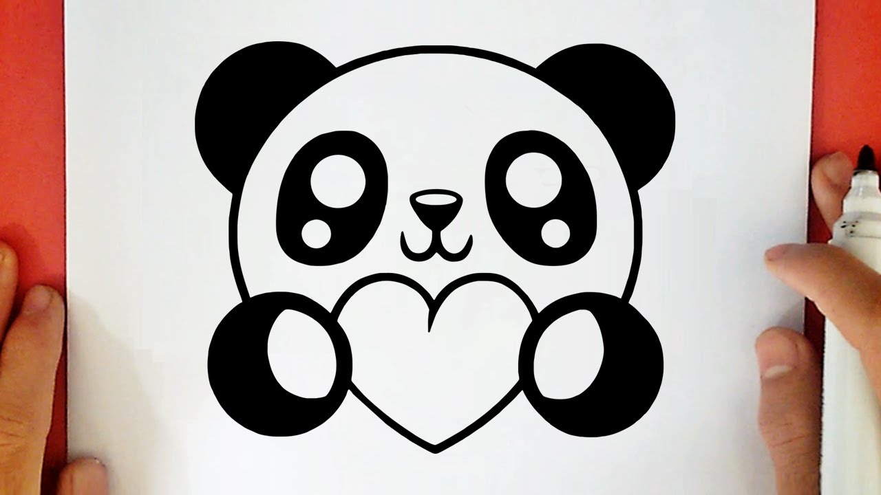 COMMENT DESSINER UN PANDA AVEC UN COEUR KAWAII