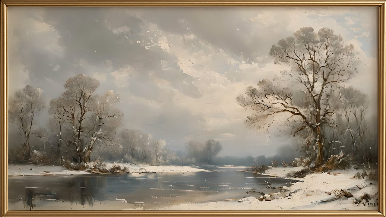 Winter River Bend in 4K | 6 Hours | Snowy Landscape TV Art Screensaver