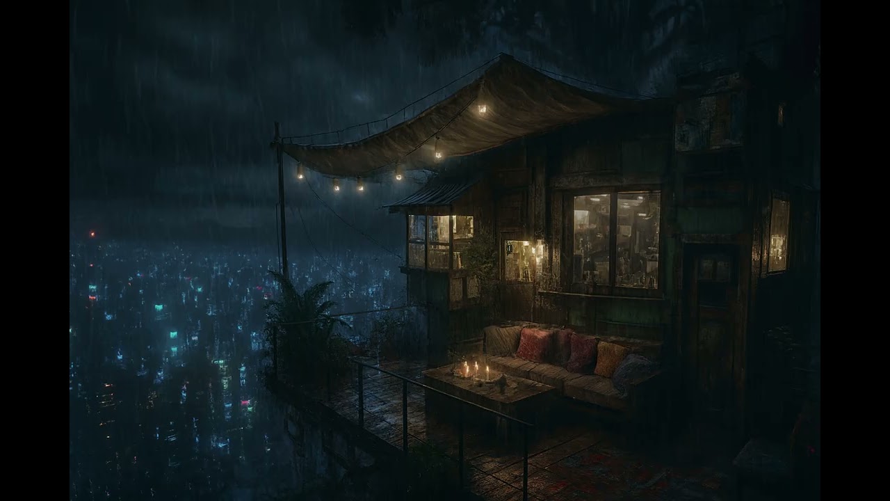 Nestled Above the City – Rain and Relaxation | Peaceful Urban ambience