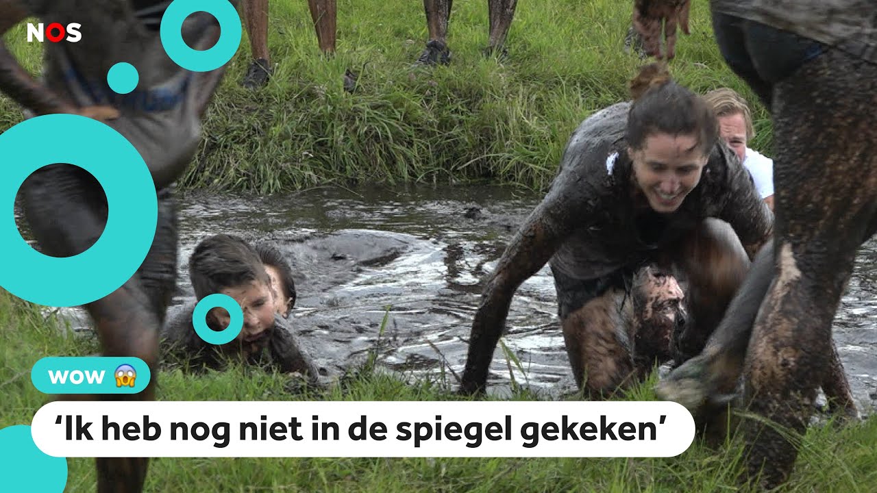 Plonzen in koeienpoep en modder bij prutrace