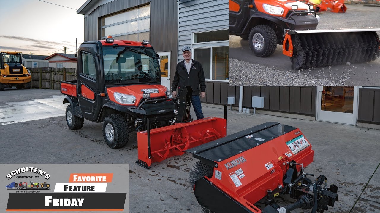 Kubota RTV-X1100C с подметальной машиной и снегоочистителем K Connect