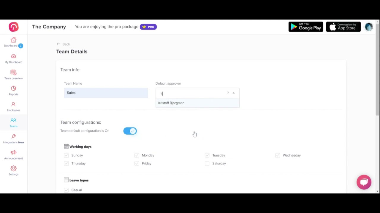 Create Teams -  Web Version - Day Off: Vacation Tracker | PTO Tracker | Leave Tracker