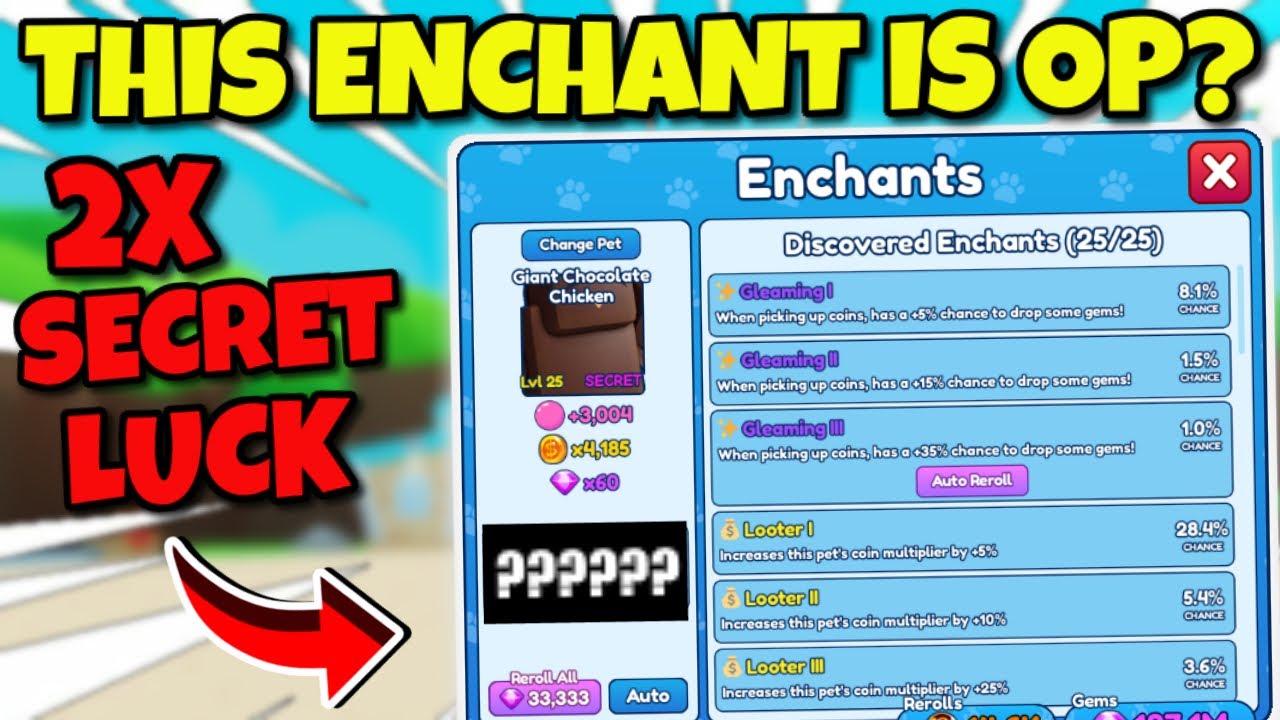 Is THIS SECRET Enchantment OVERPOWERED?... (Bubble Gum Simulator Infinity)