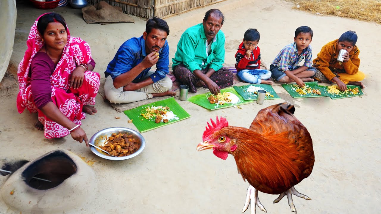 How she cook house pet chicken for her family | Cooking and Eating Village Chicken by village women