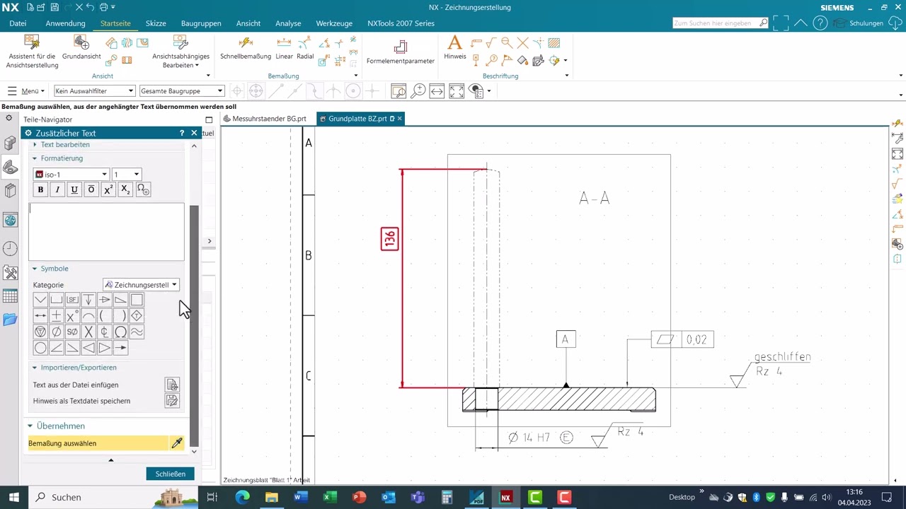 CAD NX GPS Projizierte Toleranzzone