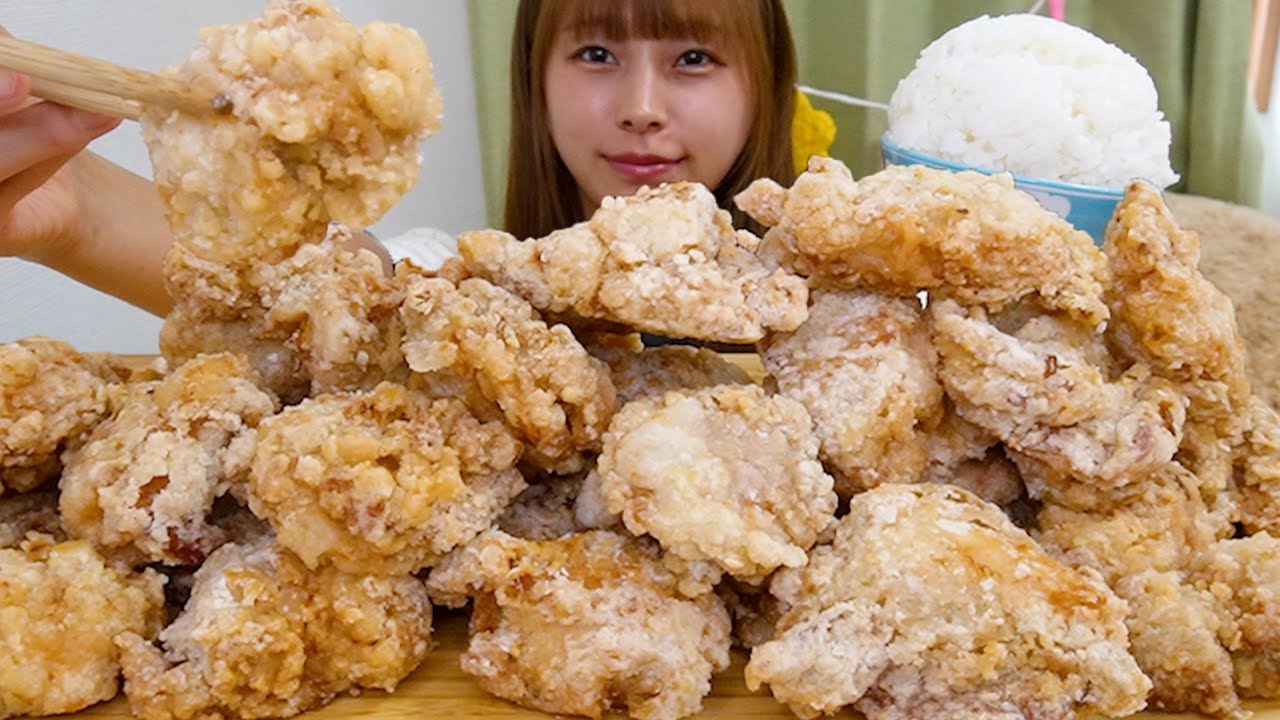 【ASMR】大量の唐揚げと山盛りご飯 [大食い]