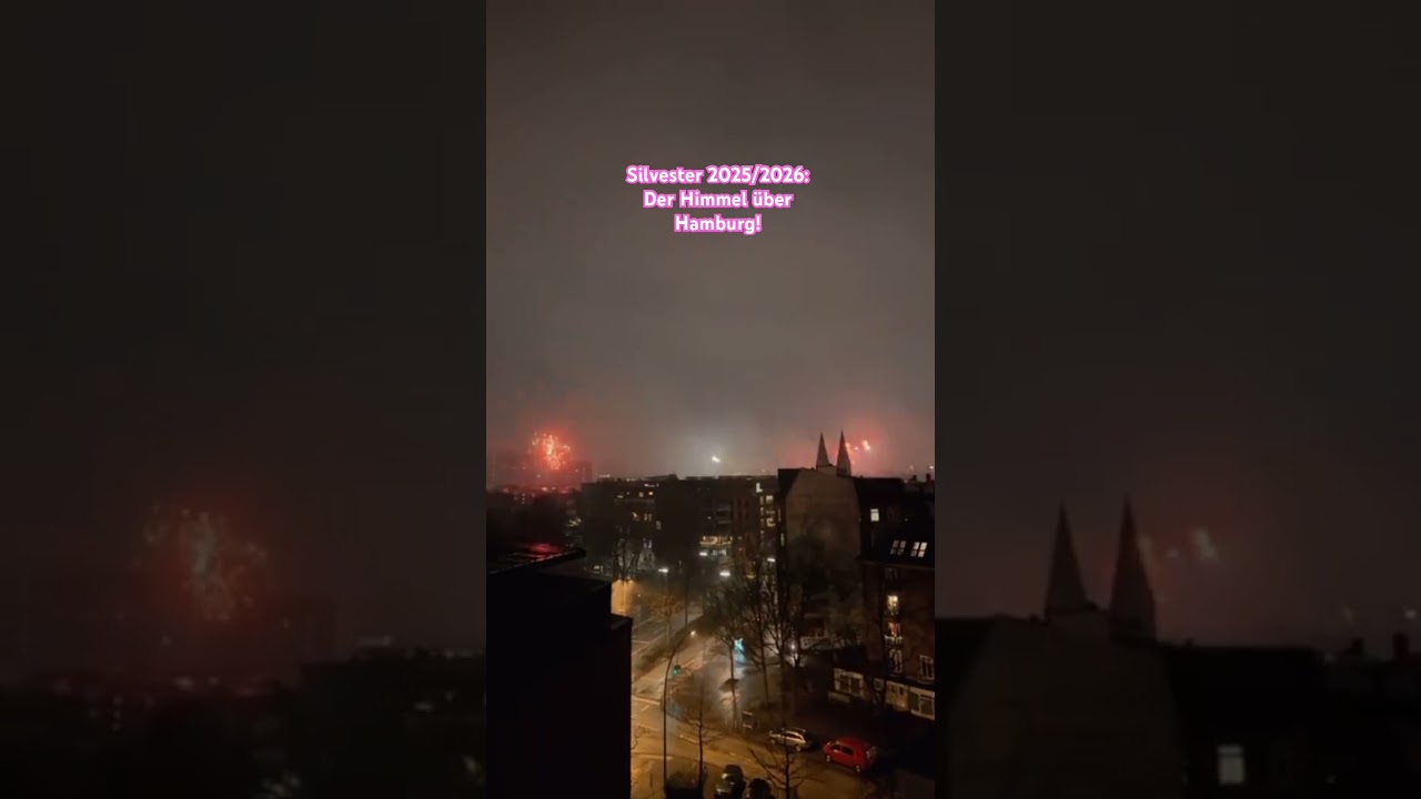 Silvesterfeuerwerk &uuml;ber den D&auml;chern von Hamburg!  Neujahr 2026!