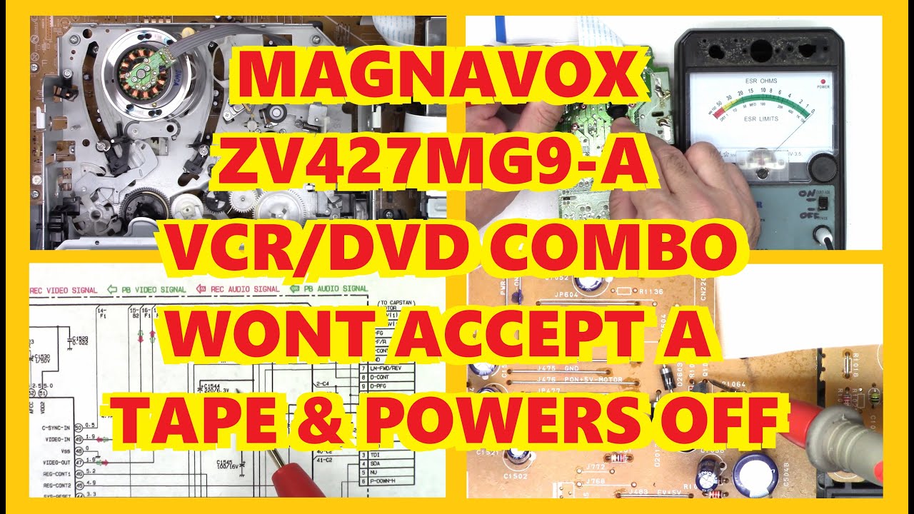 MAGNAVOX DVD-VCR REPAIR ZV427MG9 A WONT TAKE A TAPE & SHUTS OFF - BAD CAP & TRANSISTOR