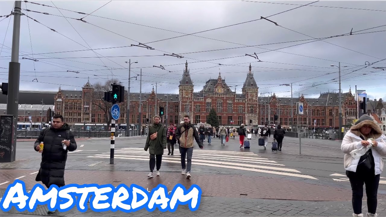 VISIT AMSTERDAM (4K) - Amsterdam Centraal, Dam Square, Royal Palace, Anne Frank Statue