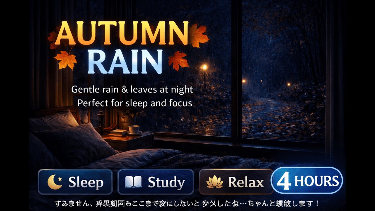 Autumn Window Rain + Gentle Leaf Rustle for Deep Sleep & Long Focus