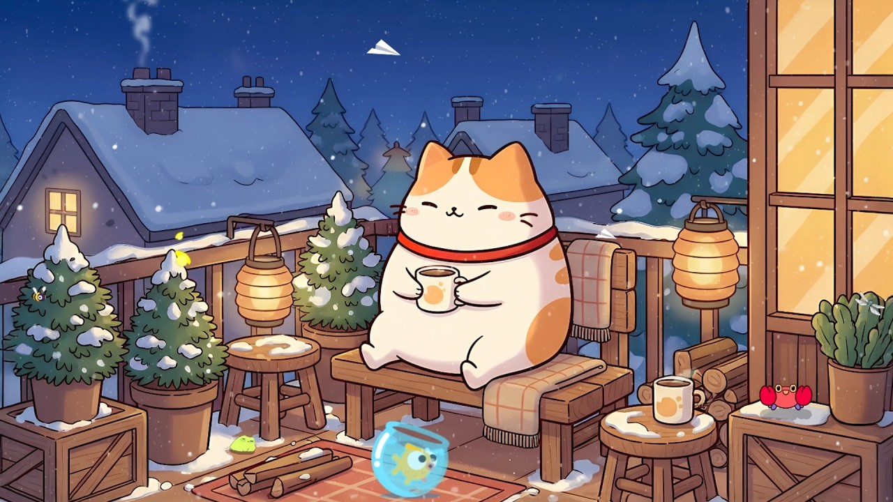 Cozy Balcony Night with Milky's Cat ✨ Lofi Cat Mix 🕯️ Relaxing Music for Sleep