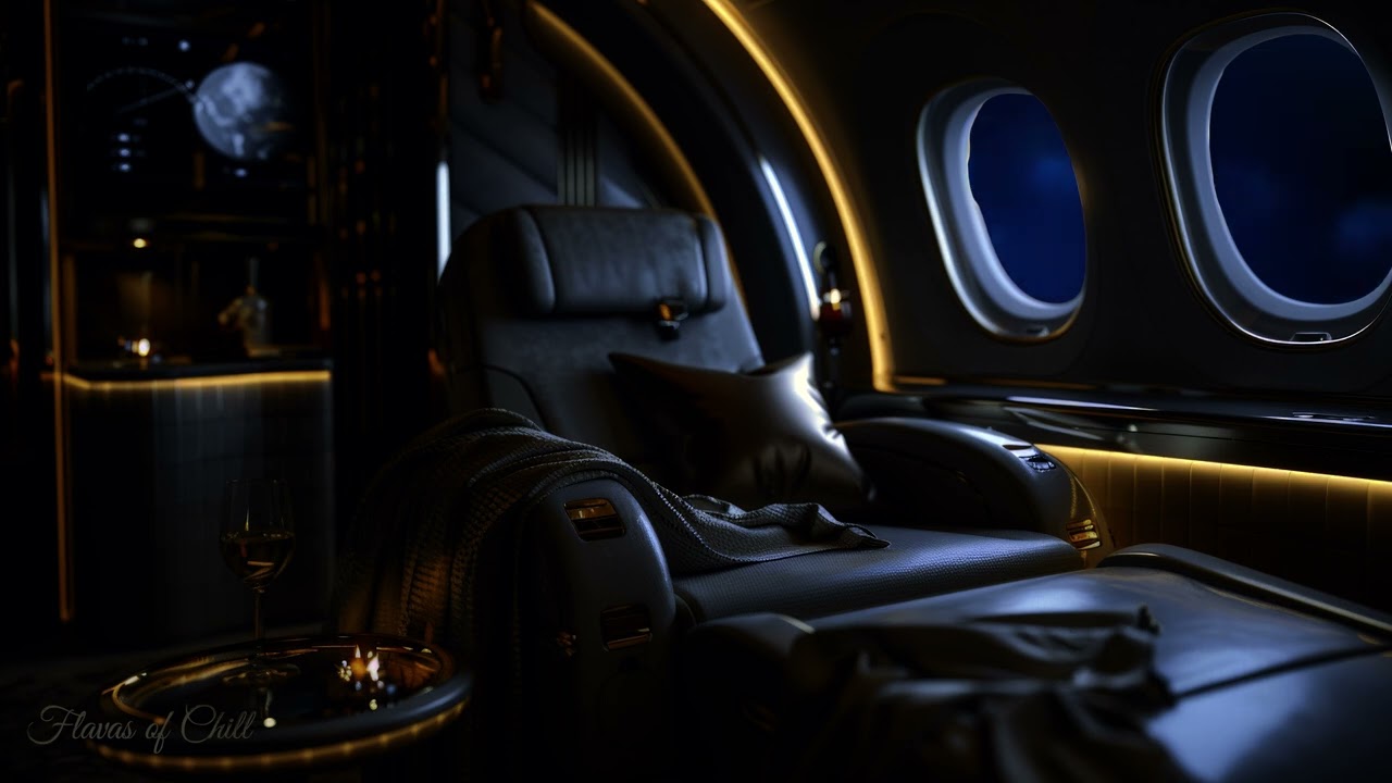 DARK Luxury First Class Seat Flight Ambience | Brown Noise | Sleeping, Studying, Reading | 10 Hours