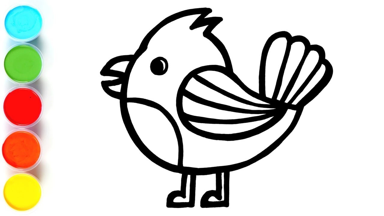 Drawing, Painting and Coloring Bird for Kids & Toddlers | Easy Animal Drawings