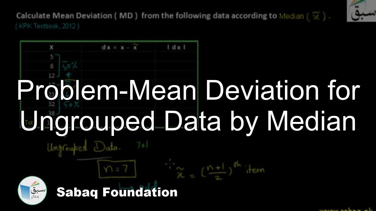 Problem-Mean Deviation for Ungrouped Data by Median, Math Lecture | Sabaq.pk