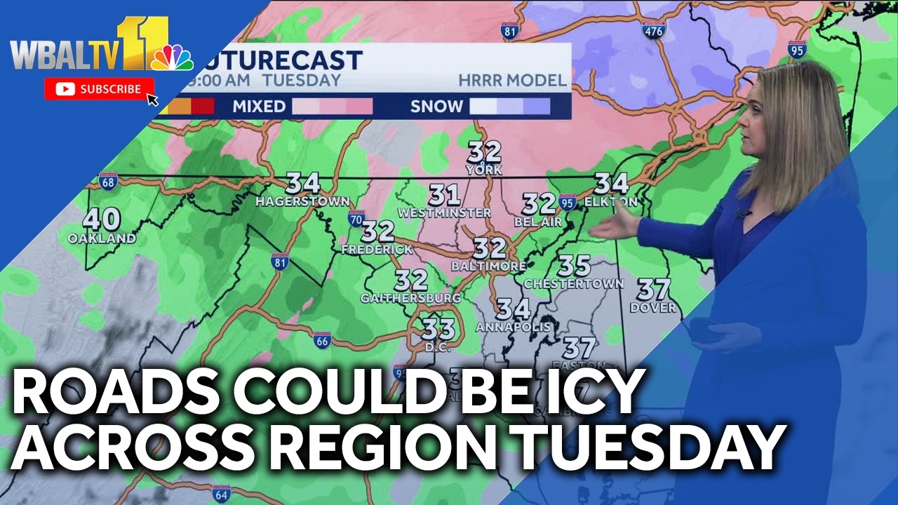 Roads could be icy across region Tuesday morning