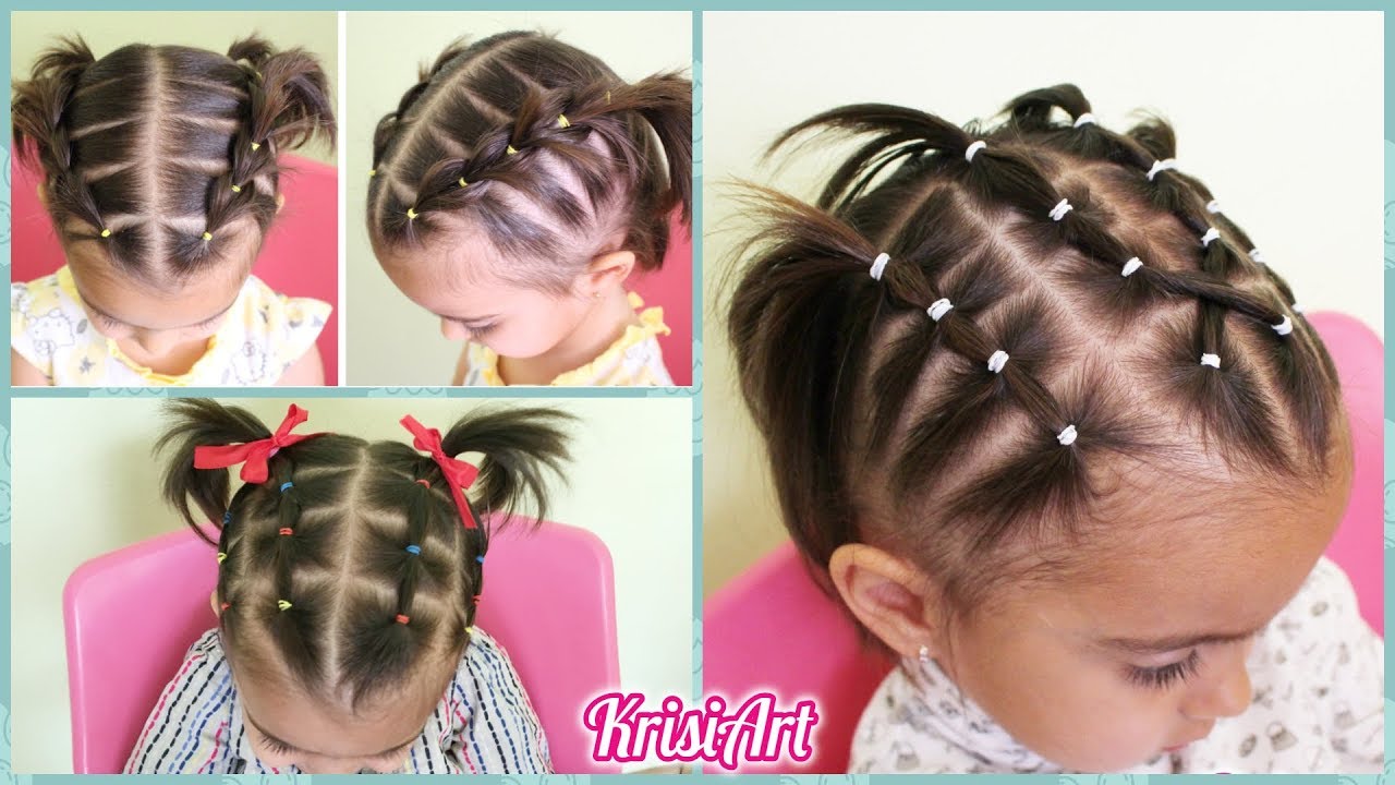 TOP 3 PEINADOS para BEB&Eacute;S 2019 | Peinados con ligas para NI&Ntilde;AS con cabello corto | KrisiArt
