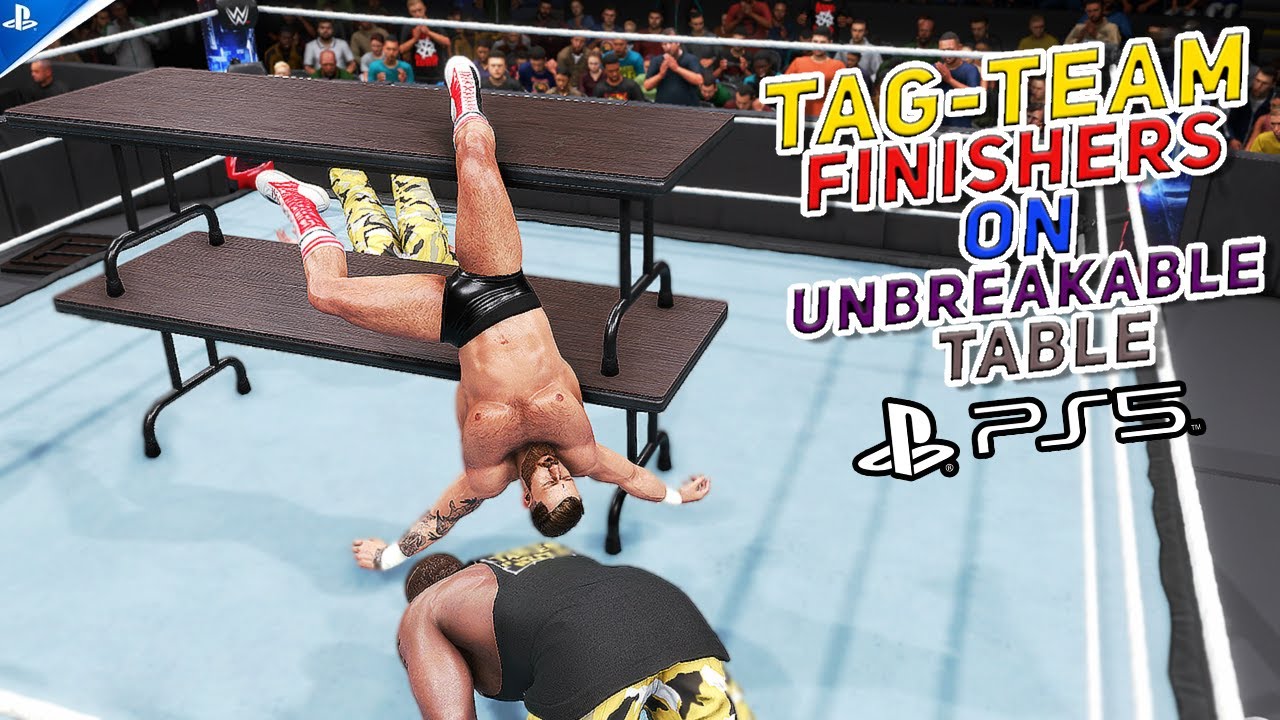 WWE 2K20 Tag-Team Finishers on Unbreakable Table! PS5