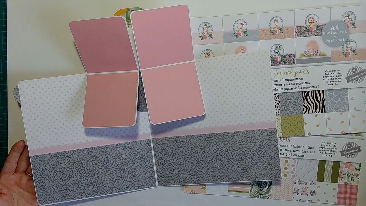 Pop up 1 álbum con colección Animal print y Safari de @elenasevillanococinandoscrap00
