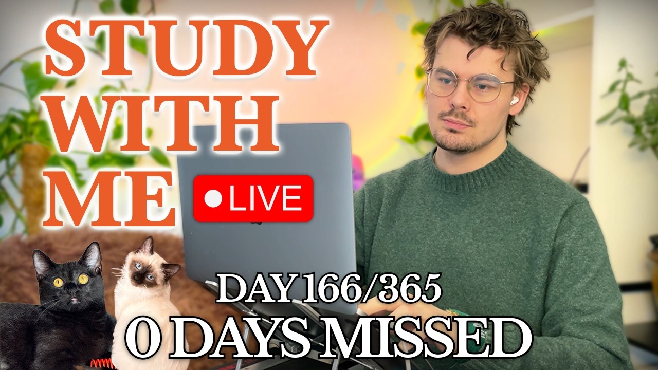 Study With Me (&🐱) LIVE 🚀 8-HOURS &mdash; Deep Focus (50/10 Pomodoro) | Cozy UK Rain, No Distractions!
