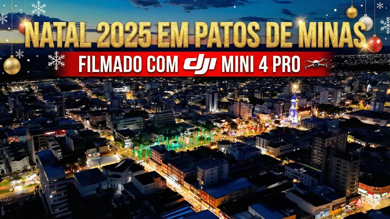Luzes de Natal em Patos de Minas 2025 | Filmado com DJI Mini 4 Pro