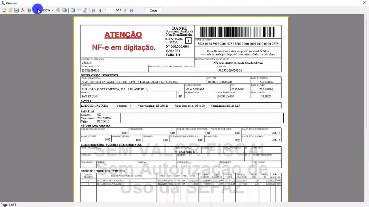 Emissão de NF-e no Sírius ERP
