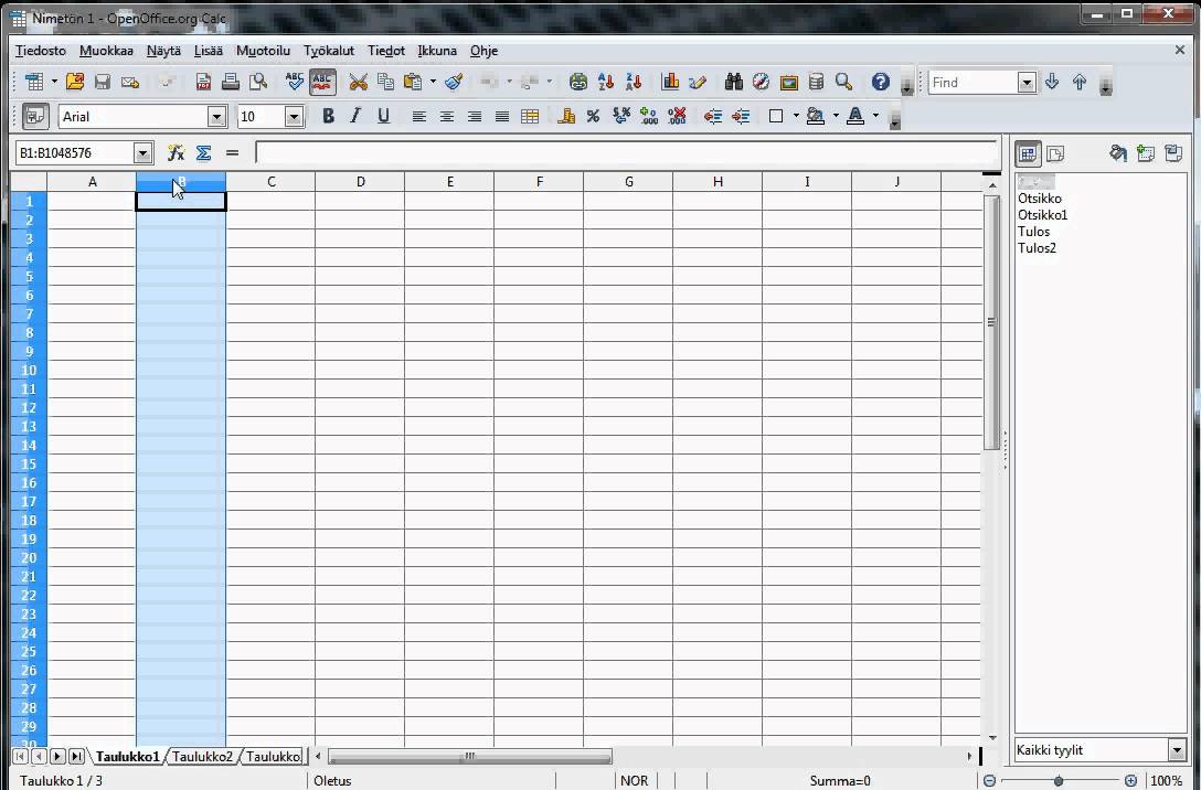 OpenOffice.org Calc - Taulukkolaskenta, johdanto