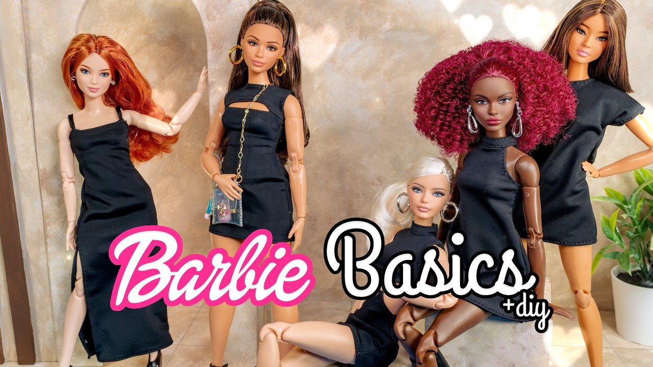 Barbie Basics : Made to Move with Removable Heads |  All 5 Dolls | DIY Purse & Quick Backdrop