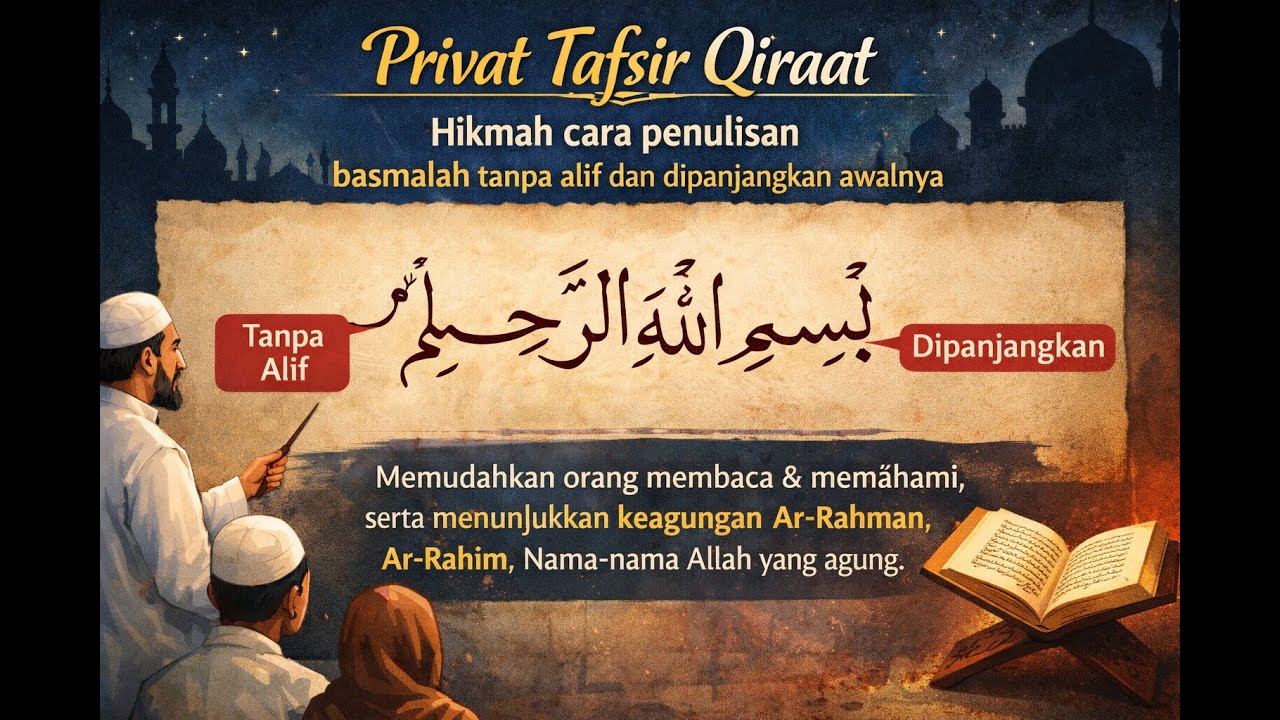 HIkmah cara penulisan basmalah tanpa alif dan dipanjangkan bagian awalnya