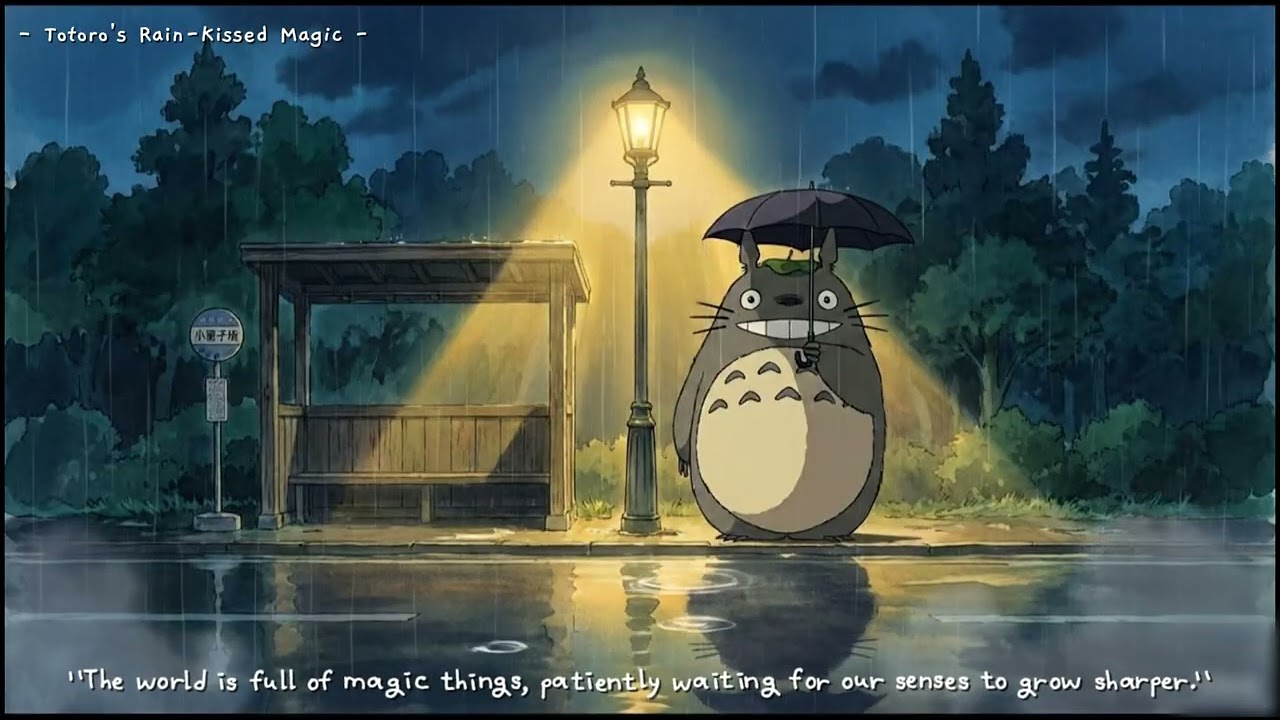 [Ep.5] Totoro's Rain-Kissed Magic ☔ Gentle Ghibli Harp & Flute for Fairy Tale Dreams
